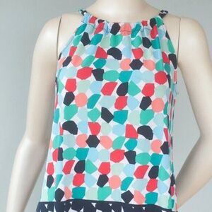 Kaari Blue Pink and Blue Tank Top with Geometric Pattern